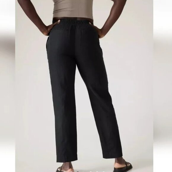 Athleta Retreat Linen High Rise Ankle Pant 851027 Women’s Size Medium Black - Picture 3 of 4
